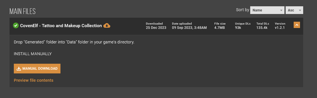 Nexus Mods download page